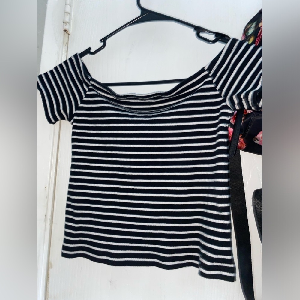 Off The Shoulder Black and White Tube Top